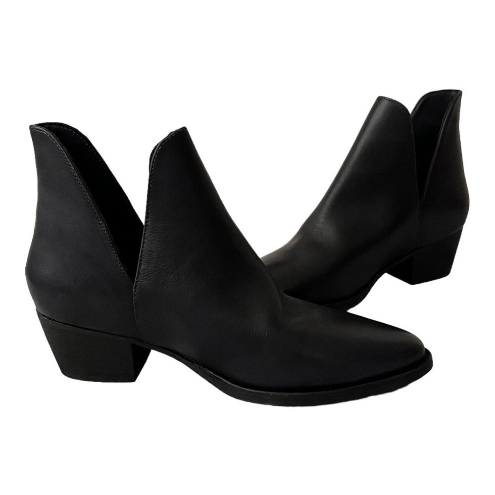 Free People Charm Double V Ankle Black Leather Boots Size 38 EU - Picture 8 of 12